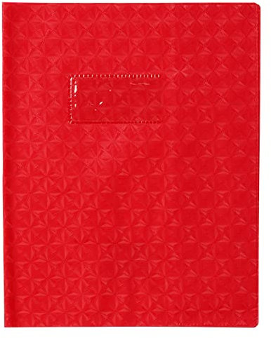 Calligraphe 72013C - Heftumschlag / Heftschoner / Hefthülle Calligraphe mit Feinkörnung Diamantmotiven, 17x22 cm, Etikettenhalter, aus PVC blickdicht und strapazierfähig, Rot, 1 Stück