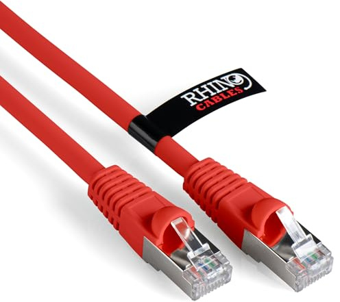 rhinocables CAT 6a Ethernet Cable | 10Gbps S/FT High-Speed & Large Bandwidth Data Transfer | Reliable LAN Network RJ45 Cable | Wi-Fi Broadband Cable for Seamless Gaming & Streaming (0.25m, Red)