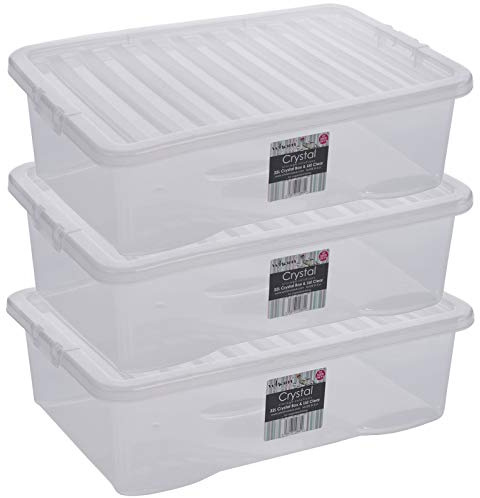 #11 3x Aufbewahrungsbox mit Deckel 32L 60x40x18cm transparent stapelbar
