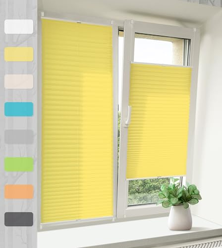 Vkele Plissee ohne Bohren Klemmfix – Faltrollo Jalousie Gel 50x120cm(BxH), Lichtdurchlässig & Blickdicht, Sonnenschutz & Sichtschutz, Easyfix Rollo für Fenster & Tür