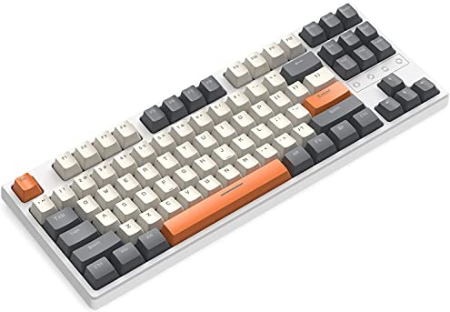 K87 75% Kabellose Mechanische Tastatur, BT5.0/2,4 GHz/Wired Typ-C Triple Mode, 3000mAh Rechargeable TKL 80% Hot-Swap Mechanische Tastatur mit 87 Tasten, RGB LED-Light Up für PC/MAC-Red Switch