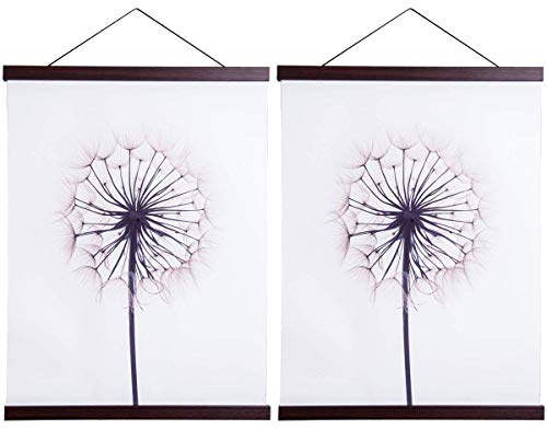 Sanauto B2 Magnetisk affisch hängare ram, lätt träram hängare för foto picknick canvas konstverk konst stor storlek vägg karta tryck vägg hängande (50 cm/19,7 tum, valnöt, 2 förpackningar)