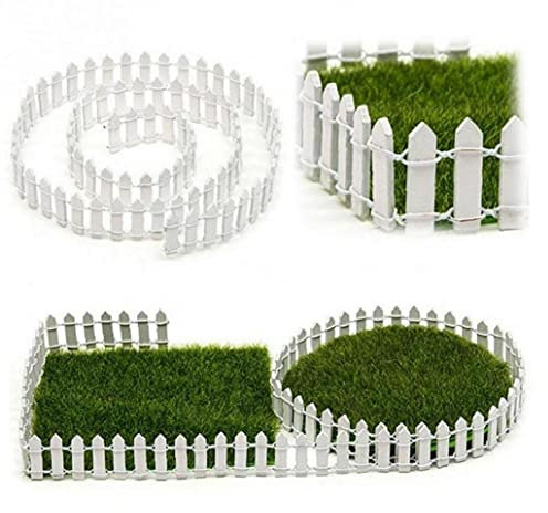 Onsinic New 100 * 5cm Diy Mini Small Fence Barrier Wooden Craft Miniature Fairy Garden Terrarium Branch Palings Showcase Decoration White