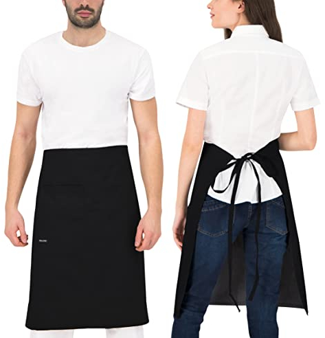 PALLTEX GAVROCHE Grembiule Lungo per Camerieri e Cameriere | Grembiule Francese | Grembiule da Cucina per Artigianato, Pittura, Cottura, EN ISO 13688, Nero, Taglia unica