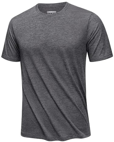 KEFITEVD Camiseta de Running de Manga Corta de Verano para Hombre Tops Deportivos de Secado Rápido Camisas de Entrenamiento Ligeras,Gris Oscuro,XL