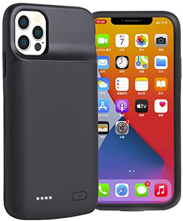 HYZJA battery case for phoneiPhone12/12 Pro, 7000mAh Slim Charging Case for PhoneiPhoneiPhone12/12 Pro Extended Rechargeable Portable Power Bank Charger Case, Black.
