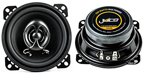 Juice S420 4 Inch 10 cm 2 - Way Coaxial Car Door or Parcel Shelf Speaker Upgrade, Efficient Power Handling, 220 Watts Peak Power