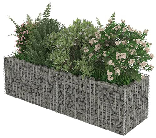 Keketa Gabion - Jardinière surélevée en acier galvanisé - Jardinière surélevée pour légumes - Parterre surélevée - Parterre pour fleurs - Jardinière en acier galvanisé - 180 x 50 x 50 cm