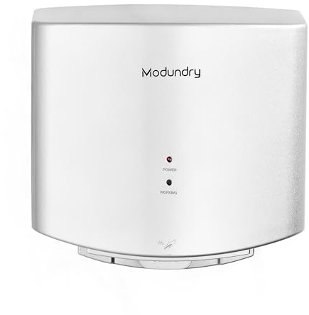 Modundry Asciugamani ad Aria Elettrico con Fotocellula, Asciuga Mani Automatico Professionale a Parete, per Commerciale e Famiglia Bagno e Servizi igienici, ABS Argento