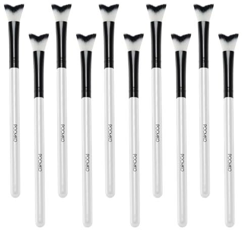 POCMKO 10 PCS Curved Fluffy Lash Cleaning Brushes, Eyelash Extension Shampoo Cleansing Brushes, Swoop Eyelash Cleanser Brush Sets