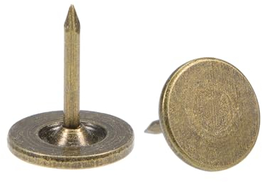 QUARKZMAN 30 Piezas de Clavos de Tapicería, Cabeza Plana de 11mmx13mm, Clavos Decorativos para Muebles, Tachuelas de Tapicería para Sofás y Cabeceros, Bronce