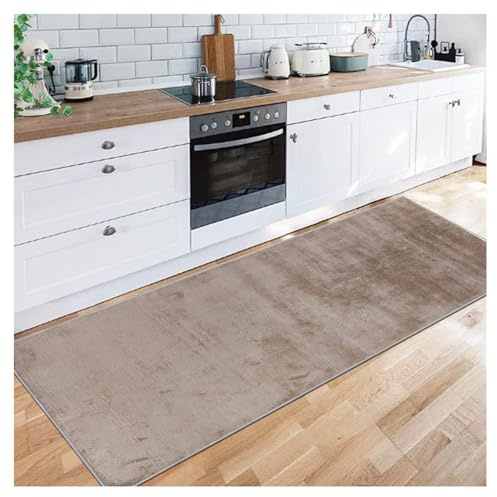 Siunwdiy Lauferteppich Flur,Teppich Läufer 60X140CM für Flur, Lange Braun Vintage Teppichläufer 0.7cm Kurzflor Waschbar rutschfest Flurläufer für Küche Schlafzimmer Badezimmer Korridor