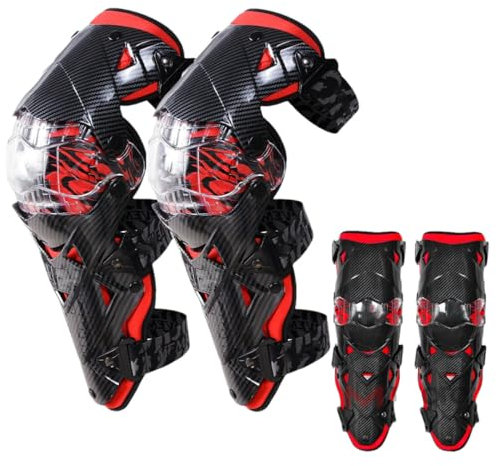 Ginocchiere per moto, gomitiere, un set, ingranaggi protettivi per motocross, protezioni per gomiti e ginocchiere per motocross, colore: rosso