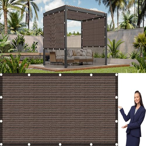 Garten Schattierungsnetz 1 x 2.2 m HDPE Atmungsaktiv Balkonumspannung Sonnenschutz Sichtschutz für Garten Balkon Zaun Terrassen Swimming Pool, Braun