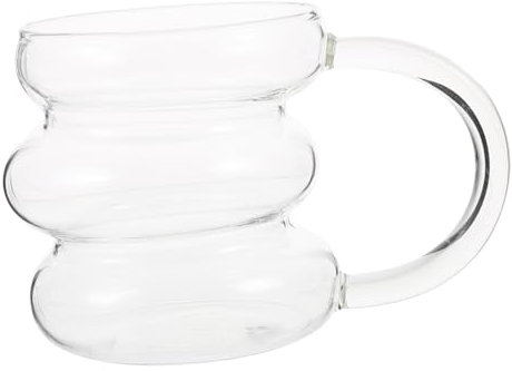CIYODO Vaso De Vidrio Transparente Ondulado Vaso Para Café y Leche Material Duradero Diseño Moderno Adecuado Para Hogar y Oficinas Uso Multifuncional Fiestas y Celebraciones