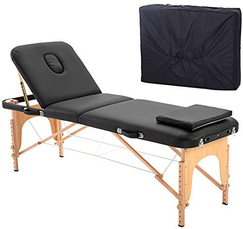 Table de massage pliable avec étui de transport – Hauteur réglable de 180 cm – Table de salon de tatouage – Charge maximale de 250 kg – Portable en 3 parties