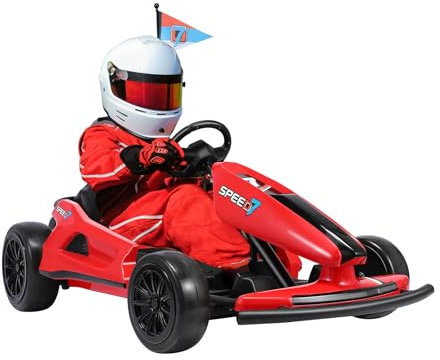 12V Pedal Go-Kart Kinderfahrzeug 3-5km/h Sportwagenstruktur Tretfahrzeug für Kinder mit Fahne Stamm Driftauto Kinder ab 3 Jahren Rot