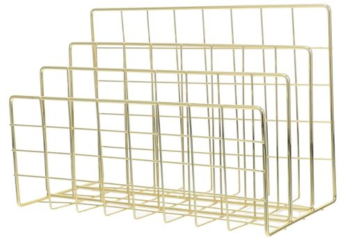 SHOWERORO Metall Brief Organizer Mit 3 Fächern Schreibtisch Mail Halter Offenes Design Für Einfache Dokumentenablage Eleganter Bürozubehör in Gold Für Büro Und Home Office