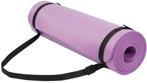 Fitvids Yoga Mat, 1/2-Inch Extra Thick High Density Exercise Mat, Anti-Tear Exercise Yoga Mat with Carrying Strap, Suitable for Various Yoga Exercises, Taro Purple