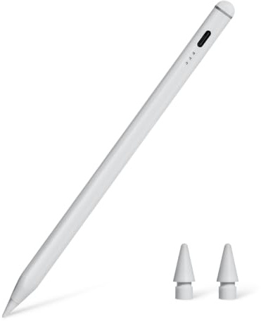 Amazon Basics Lápiz Digital Compatible con iPad (Generación 2018 o Posterior), Lápiz con Rechazo de Palma
