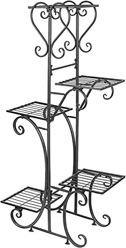 Scaffale angolare a scala, supporto for piante da interno, supporto for piante, scaffale for fioriera in ferro alto a 5 livelli, scaffale for vasi da giardino in metallo, espositore for fiori da ester