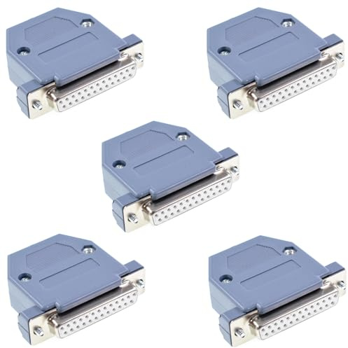 Oiyagai DB25-Buchsenstecker-Set, Löttyp, Kunststoff, 25-polig, D-Sub-Adapter mit Haube für seriellen Port, 5 Stück