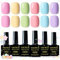 Yueshop Gel Nail Polish Pastel, 6 Colors Spring Summer Iridescent Gel Polish Macaron Candy Pink Purple Blue Green Yellow Soak Off UV LED Nail Polish Nail Art Salon for Women,8ML