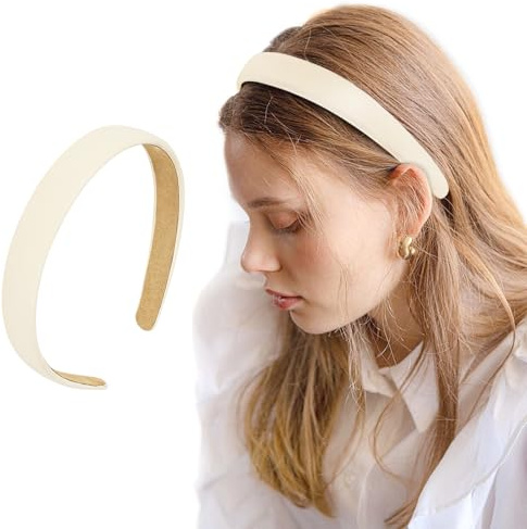 LOPHE Haarreifen Weiß, PU Lederstirnband Vintage Breites Haarbänder, Vintage Breit Haarreif für Mädchen Frauen, Geburtstag, Party, Weihnachts-Stirnband-Dekoration