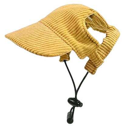 Hunde Baseballmütze, Verstellbar Sommer Sonnenschutz Hut Sonnenhüte mit Ohrlöchern, Haustier Sommer Hut für Welpen Hunde Mütze (Gelb, M)