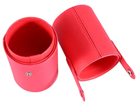 Veemoon Support de Pinceaux de Maquillage Cuir PU Organisateur de Voyage pour Cosmétiques Seau de Rangement Rouge Capacité Spacieuse et Pratique pour Déplacements