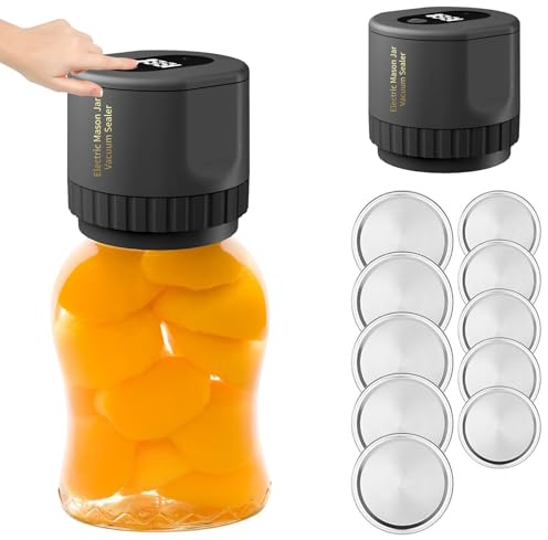 AXVRAV Elektrisches Vakuumierer Starter Set für Einmachgläser, BPA-frei Ideal für Flüssigkeiten & Lebensmittel, Automatisches Vakuumiergerät für Küche kompatibel mit Gläsern 68mm & 83mm Öffnung