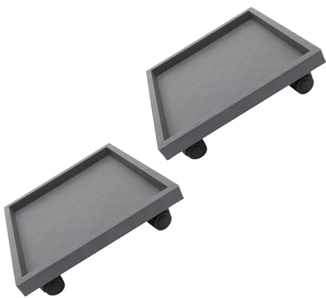 FONDOTIN Supporto per Piante Quadrato con Ruote, Sottovaso in Finto Cemento 290mm, Base Mobile da Esterno Resistente per Fioriere e Giardinaggio