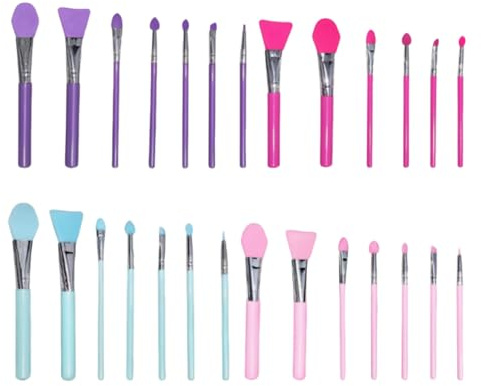 Silikon makeupborstset - läppapplikatorverktyg | 14 delar ögonskuggsborstkit för krämkosmetika och harts epoxi konsthantverk, återanvändbara flexibla applikatorer för skönhet gör-det-själv-projekt