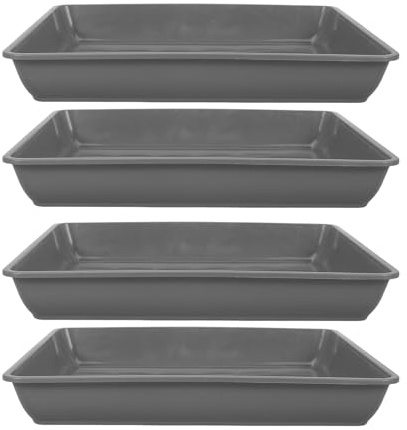 EPIGEIST Bandejas Cuadradas para Macetas 25 Cm, Juego de 4 Platos de Plástico Gris Cemento, Recolector de Agua para Plantas, Apto para Jardín, Oficina y Balcón, Accesorios de