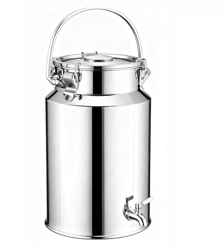 bidon à huile en acier inoxydable avec robinet, seau inox couvercle De Transport De Lait De Ferme Bidon De Baratte,15Liters