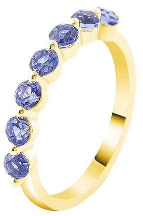 Zeigefinger Ring, Freundschaftsringe Dünn Rund mit Saphir 9K Weißgold Hochzeitstag Geschenke für Frauen