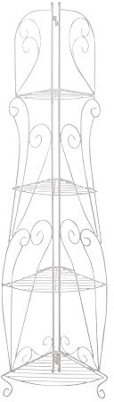 CLP Scaffale Angolare Irma in Metallo I Angoliera 4 Ripiani I Scaffale Angolare da Parete Bagno O Cucina Richiudibile, Colore:Bianco