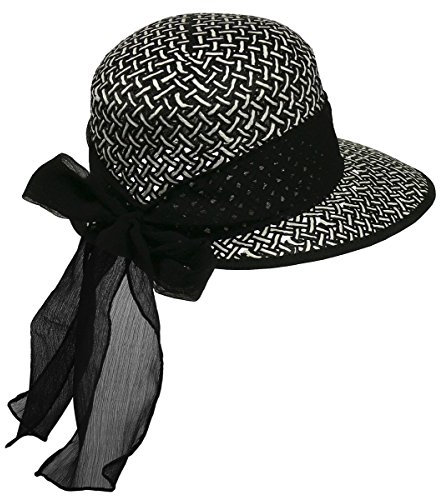 Harrys-Collection Eleganter ovaler Damenhut mit Chiffonband, Kopfgröße:58, Farben:schwarz