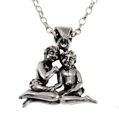Alexander Castle Sterling Silver Gemini (The Twins) Zodiac Star Sign Pendant Necklace & 18 Chain