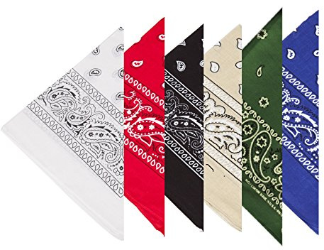 Boolavard 100% Baumwolle, 1, 6 oder 12 Packungen Bandane mit Original Paisley Muster | Farbauswahl Headwear Schal / Haare des Kopfes Wrap Hals Handgelenk Krawatte, 6 Sets gemischt 2, Einheitsgröße