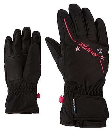 Ziener Mädchen LULA Ski-Handschuhe/Wintersport | wasserdicht atmungsaktiv, black, 7,5
