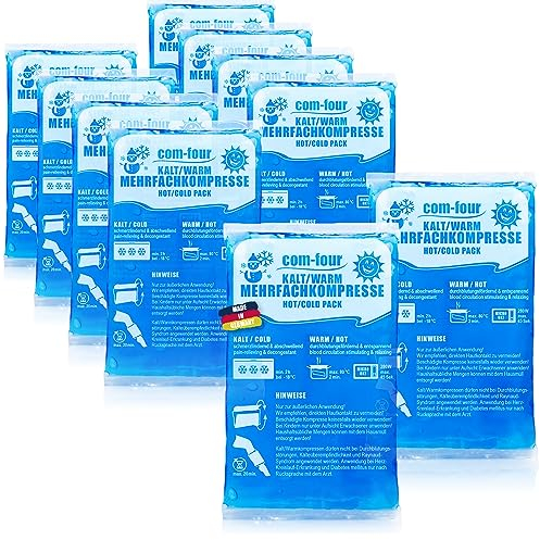 COM-FOUR® - 10 compresas pequeñas y múltiples, compresas frías y calientes, 16 x 9 cm, apto para microondas (10 piezas, pequeñas)