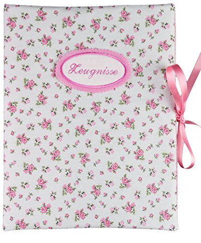 bettina bruder - Zeugnismappe DIN A4 - innen 30 Sichthüllen - Rosen weiß rosa