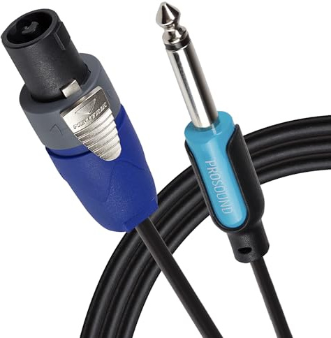 ProSound Neutrik Speakon NL2FX connector to 1/4 6.35mm 2 Pole Jack Plug Cable, 10m