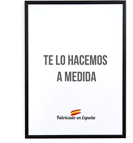 Marco a Medida para Fotos, póster, Puzzles, láminas, Diplomas y orlas. Cuadro Modelo 412-4 en Aluminio Negro Mate, con Cristal metacrilato 1.5 mm y Trasera Antihumedad 34x48 cm