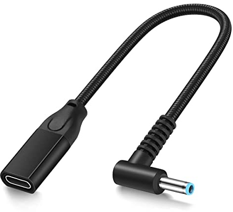 RAINSUNG USB-C to Smart Blue Tip Adapter Charging Cable for HP Laptop 19.5v 45w 65w, Female USB C Converter Power Charger Adapter Cord for X360 Pavilion Envy Spectre Elitebook 840 ProBook