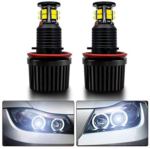 Angel Eyes Halo Ring Bombillas, LED Día Tiempo Iluminación Libre de Errores para E39 E87 E60 E63 E65 E66 E53 Xenon Blanco-120WE90