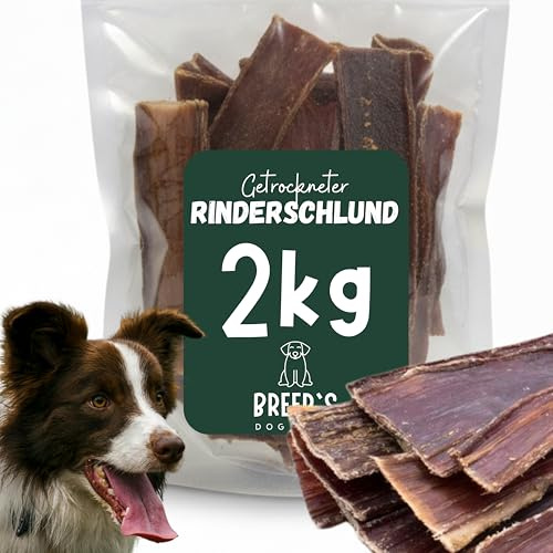 BREERs Rinderdörrfleisch getrocknet 15cm Trockenfleisch für Hunde 2 kg Kauartikel für große & kleine Hunde Hundesnack Kausnack Rinderschlund