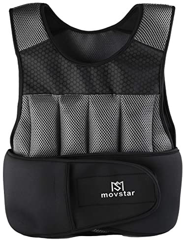 MOVSTAR Verstellbare Gewichtsweste für Damen und Herren mit reflektierendem Design, 2, 4, 6, 8, 10, 12, 14, 15, 16, 18, 20, 10 kg, Workout-Weste für Krafttraining, Walking, Joggen, Gewichtheben,