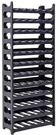 Novaliv Modulares Flaschenregal für 72 Weinflaschen - Weinregal Kunststoff stapelbar, Schwarz, Recycelt, Erweiterbar, Robust - Ideal für Weinlagerung in Keller, Gastronomie & Zuhause, Getränkeschrank